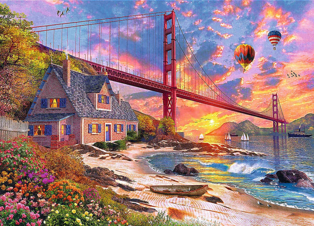 Sunset at Golden Gate (wood)