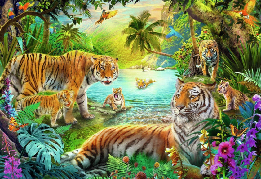 Tiger Family in the Oasis