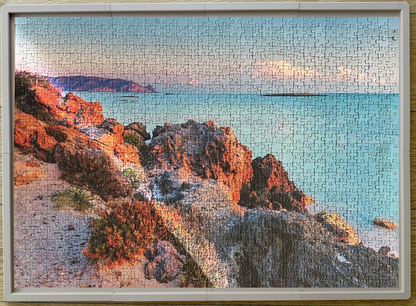 jigsaw puzzle completed on a 3D-printed modular board made of 7 PLA pieces.