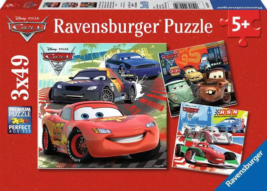 Ravensburger Disney Pixar Cars puzzle packaging with images of cars and characters.
