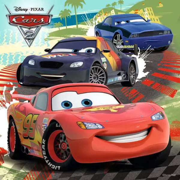 Disney Cars 2: Sjovt Ræs Verden Rundt (3 Puslespil)